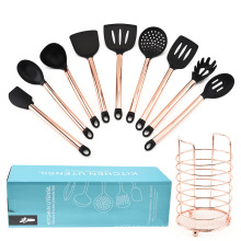 Gold Plating Handle Silicone Kitchen Utensils Cooking Set Suppliers